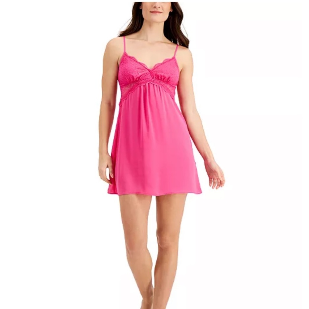 INC International Concepts Lace & Chiffon Chemise Nightgown
